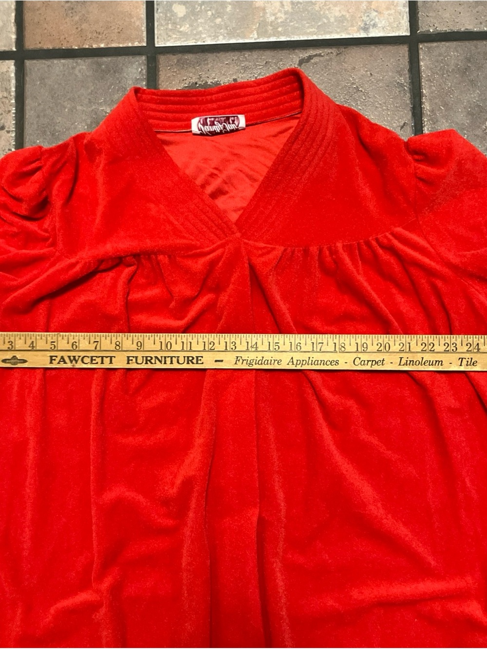 Vtg Vanity Fair Velour Robe Red House Coat Medium Snap Buttons Pockets NWT 2XL - Picture 5 of 6